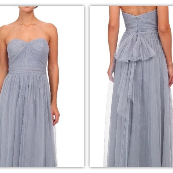 ADRIANNA PAPELL Bridesmaid Convertible Tulle Ball Gown Slate Blue - Picture 2 of 16